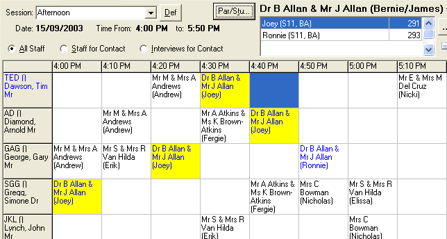 Parent teacher maintenance schedule tab - area 3