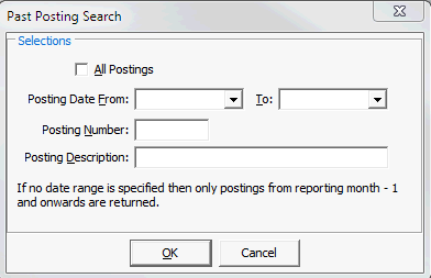 Past Posting Search window