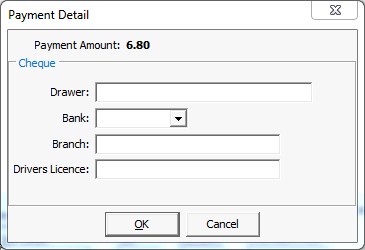 Payment Detail window