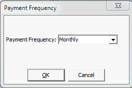 Payment Frequency window