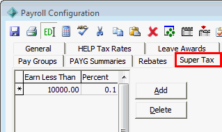Payroll Configuration - Super Tax tab (cut down)