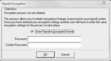 Payroll Encryption window