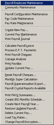 Payroll menu