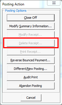 Posting Action (no delete highlighted)