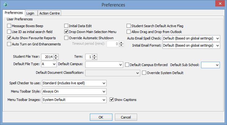 Preferences window