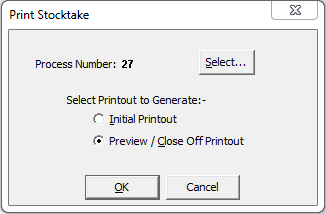Print Stocktake window