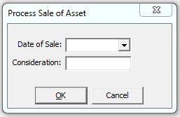 Process Sale of Asset window