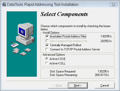 RAT Installation - Select Components