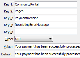 Receipt error message configuration setting