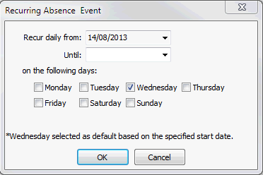 Recurring Absence Event window