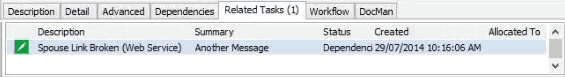 Related tasks sub-tab (Community Maintenance - Action Centre tab)