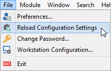 Reload Congifuration Settings (select from menu)