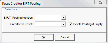 Reset Creditor EFT Posting
