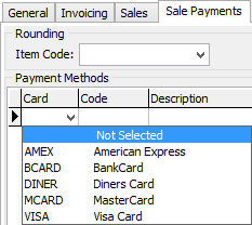 Sale payments sub-tab (Card field)