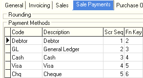 Sale Payments sub-tab (payment methods example)