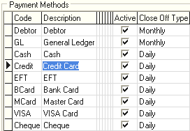 Sale Payments sub-tab (payment methods grid, cut down)