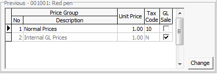 Sales Entry (price groups area)