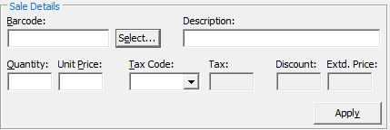 Sales Entry (sale details area)