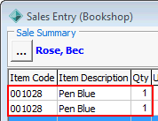 Sales entry - sale summary region (separate line items)