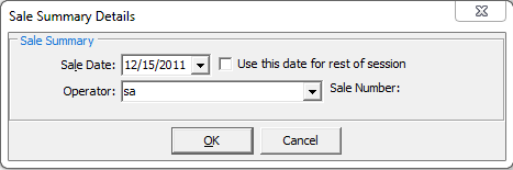 Sale Summary Details window