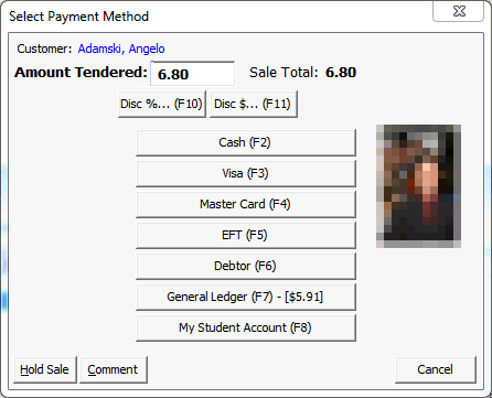 Select Payment Method window