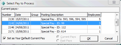 Select Pay to Process window