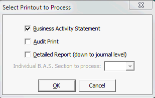 Select Printout To Process window