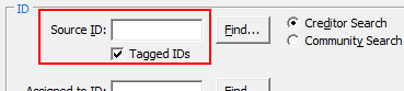 Set Asset Search Criteria window (cut down)