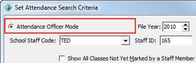 Set Attendance Search Criteria (DefaultAttendanceOfficerFlag true)
