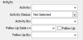 Set Current Student Search Criteria window (Activity area)