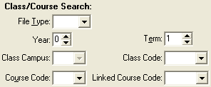 Set Past Student Search Criteria window (cut down)