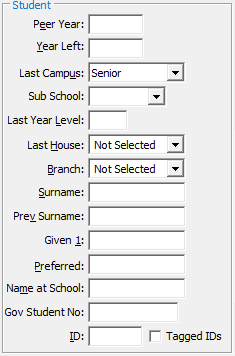 Set Past Student Search Criteria - Student area
