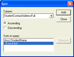 Sort window