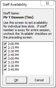 Staff availability window