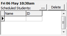 Staff Schedule Maintenance - Schedule tab (Scheduled Students grid cutdown)