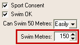 Student Medical - Consent/Insurance tab (Swim Metres)