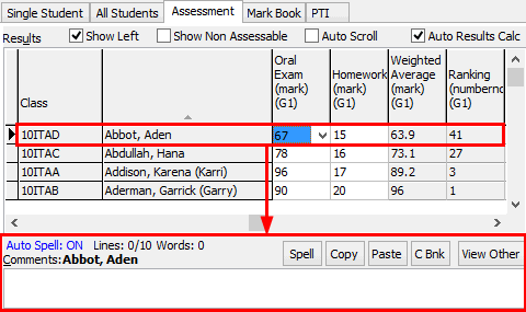 Student Results Maintenance - Assessment tab (Comments field).gif
