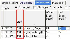 Student Results Maintenance - Assessment tab (Staff field, assessments whats new)