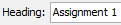Subject Assessment Maintenance - Area tab - Area sub-tab (Heading field)