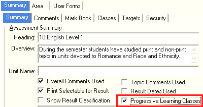 Subject Assessment Maintenance - Summary tab - Summary sub-tab (cut down)