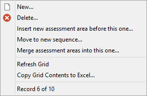 Subject Assessment Selector (right mouse, subject assessment area)