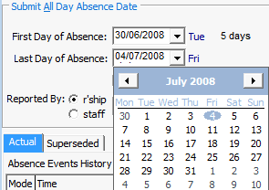Submit All Day Absence Date (Adamski family holiday)