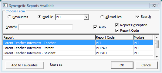 Synergetic Reports Available - Parent Teacher Interview Crystal Reports Available