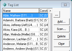 Tag List window