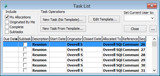 Task List (cut down)