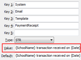Template PaymentReceipt configuration setting