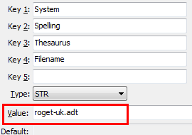 Thesauraus Filename configuration setting