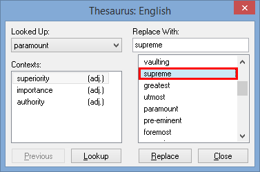 Thesaurus - selecting a synonym