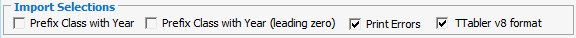 Timetable Import/Export Definition - Custom (Import Selections area, Timetabler)