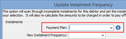 Update Instalment Frequency (Payment Plan field, wn66)